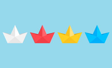 Collection of paper boats.Vector illustration isolated on white background.