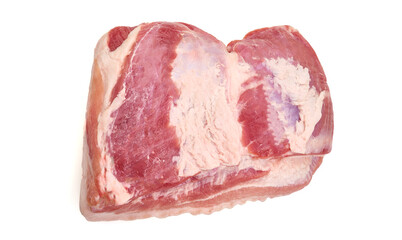 Raw pork breast meat, isolated on white background.