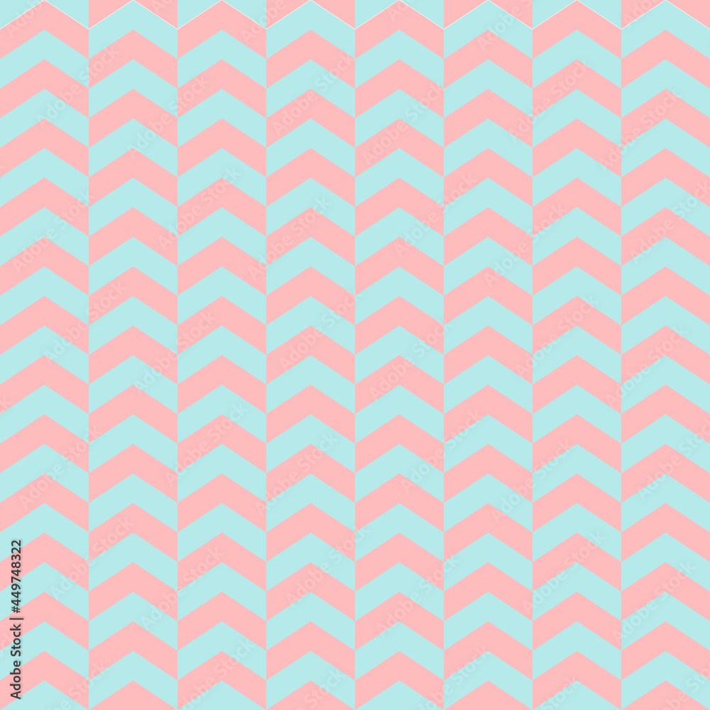 Poster pastel light blue and pink chevron or herringbone seamless design for pattern and background