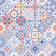 Seamless tiles background. Mosaic pattern for ceramic in dutch, portuguese, spanish, italian style.