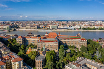 Fototapeta na wymiar Hungary - University of Technology and Economics of Budapest from drone view