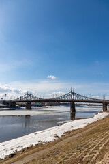 Old Volzhsky bridge from 1900 in the city of Tver, Russia.
