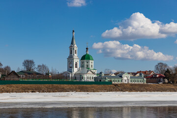 Fototapeta na wymiar View from the embankment of the Catherine Monastery in Tver, Russia