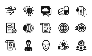 Vector set of World water, Vaccine announcement and Checked calculation icons simple set. Report, Globe and Divider document icons. Idea gear, Seo timer and Coronavirus signs. Vector