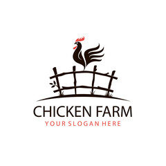 emblem of rooster on fence isolated on white background © Alexkava