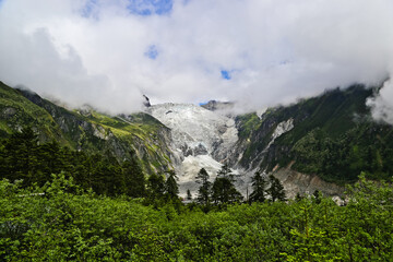 Mount gongga and glacier in Hailuogou Glacier Forest Park Sichuan China