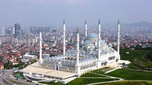 Camlica Mosque Istanbul drone view from the sky