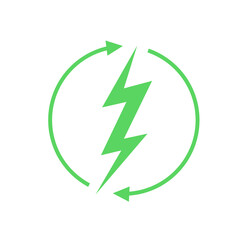 Renewable energy icon, graphic design template, lightning bolt, vector illustration