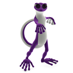 3D-illustration of a cute and funny cartoon gecko. isolated rendering object