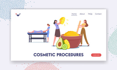 Cosmetic Procedures Landing Page Template. Cosmetology, Beauty, Skincare, Wellness Treatment. Facial Mask in Spa Salon
