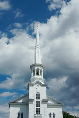 Steeple of Pilgrim Congregational church southborough MA USA