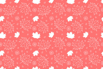 Beautiful maple leaves seamless pattern, creative line art background, great for fall seasonal fabric fashion prints, autumn banners, wallpapers surface design