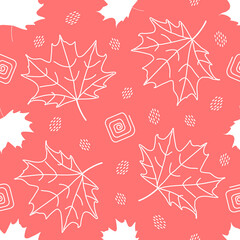 Beautiful maple leaves seamless pattern, creative line art background, great for fall seasonal fabric fashion prints, autumn banners, wallpapers vector surface design