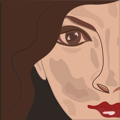 Abstract portrait of a stylish girl close-up. A presentation of a woman's face is shown. Vector in brown colors. Illustration for decoration, prints on clothes, interior design.