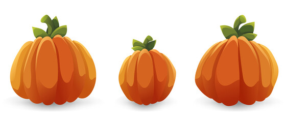 Autumn. Vector set of orange pumpkins isolated on a white background.
Halloween holiday. Isolated. Vector illustration.