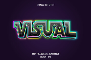 Visual editable text effect 3 dimension emboss neon style