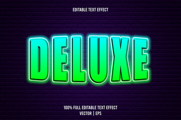 Deluxe editable text effect 3 dimension emboss neon style
