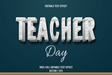 Teacher day editable text effect 3 dimension emboss cartoon style