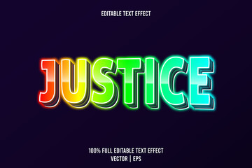 Justice editable text effect 3 dimension emboss neon style