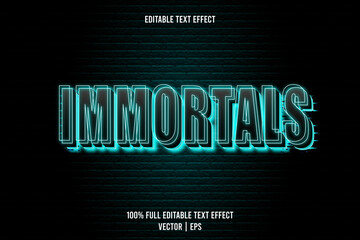 Immortals editable text effect 3 dimension emboss neon style
