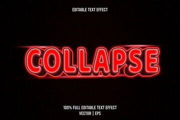 Collapse editable text effect 3 dimension emboss neon style