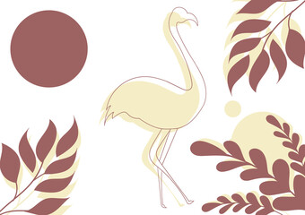 background with a nature theme, with swans and some plants, in a mix of light brown and dark brown colors