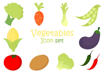 a collection of fresh vegetable illustrations consisting of broccoli, carrots, scallions, chickpeas, tomatoes, potatoes, chicory, corn, eggplant and chilies