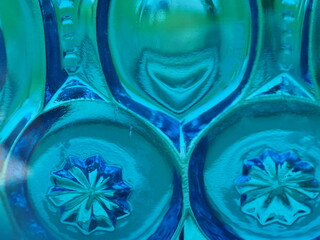 Blue Carnival Glass Close up of Pattern