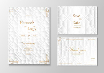   Elegant wedding invitation card template floral design luxury background with white and gold
