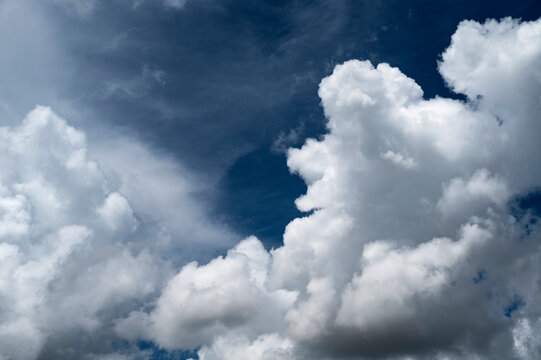 blue sky with cumulus clouds