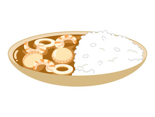 シーフードカレーをイメージしたイラスト