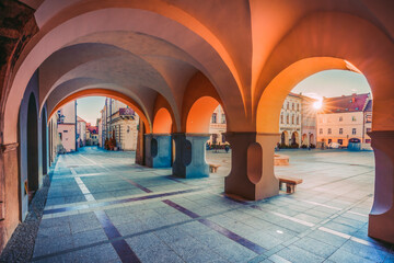 Poland, Lesser Poland, Tarnow, Arcades in old town area