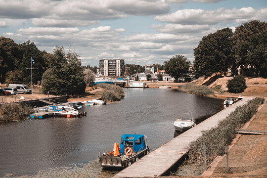 Parnu, Estonia / July 30, 2021: Walking in Valli park in Parnu, beautiful colorful estonian city by the Baltic sea, Europe