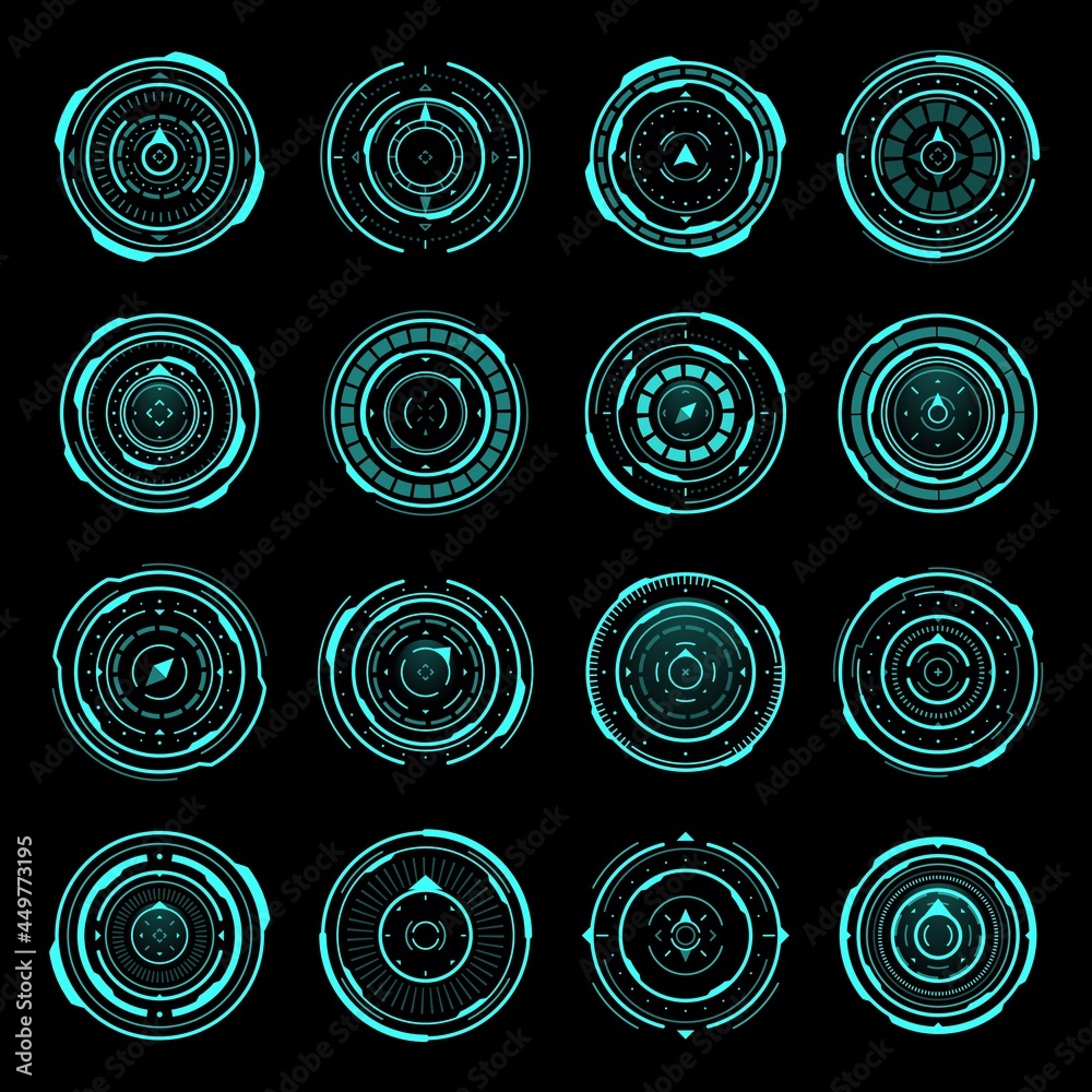 Leinwandbilder hud compass, aim control panel or navigation interface. vector sci-fi target, futuristic military op