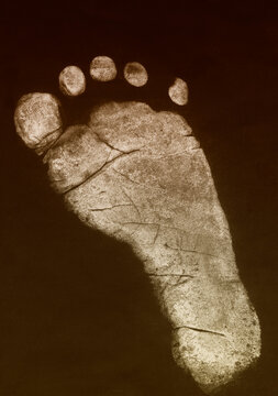 Footprint of new born infant girl