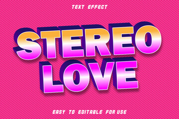 Fototapeta premium Stereo Love Editable Text Effect Emboss Modern Style