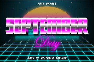 September Day Editable Text Effect Emboss Retro Style
