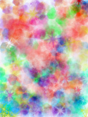 multicolored on a cloudy white background
