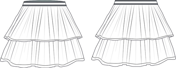 technical fashion drawing in illustrator of a fabulous tule skirt