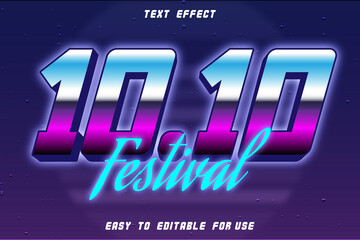 10.10 Festival Editable Text Effect Emboss Retro Style