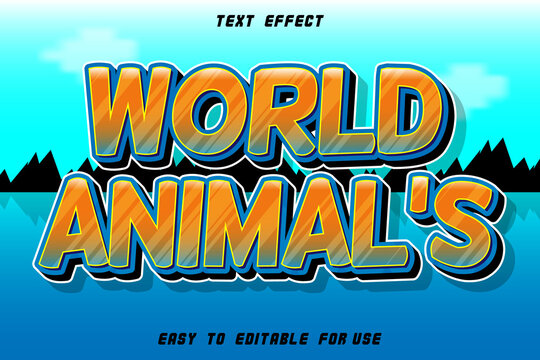 World Animal's Editable Text Effect Emboss Comic Style
