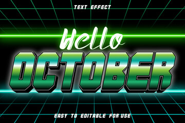 Hello October Editable Text Effect Emboss Retro Style