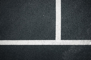 Driving Lane Track or Tennis Line Court on Asphalt Pavement. Stripe Corner Boundary Lines of Sport...