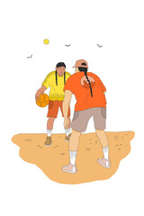 two men playing basketball