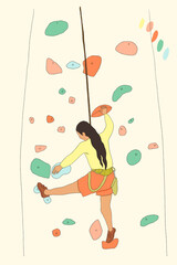 Woman rock climbing