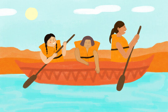 Children in a kayak