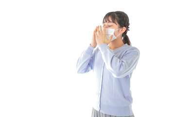 風邪をひいた若い女性