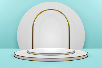 Podium, geometric round podium Background for product presentation in pastel colors, 3D rendering.