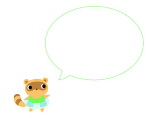 夏のタヌキアイコン　吹き出し付