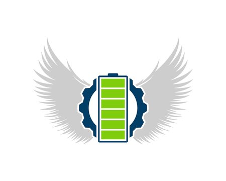 Mechanical gear with spread wings and battery inside